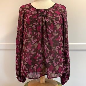 J.Jill Silk Abstract Floral Blouse